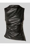 Bluzki damskie - Top z imitacji skóry z marszczeniami model DANDY - Noisy May - miniaturka - grafika 1