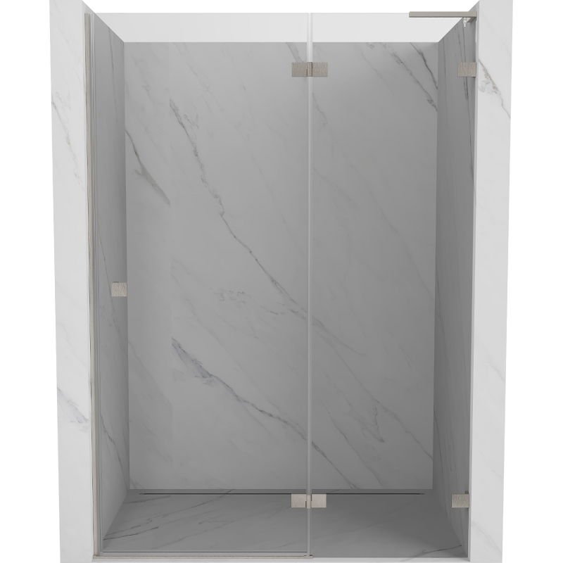 Mexen Lunar L drzwi prysznicowe uchylne prawe 130 cm, transparent, nikiel szczotkowany - 834L-130-000-97-00-P