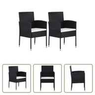 Fotele i krzesła ogrodowe - The Living Store Krzesła ogrodowe z poduszkami kremowo-białe 2 szt. czarny polirattan - miniaturka - grafika 1