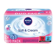 Chusteczki nawilżane - Nivea Beiersdorf Baby Soft&Cream, Chusteczki nawilżane, 2x63 szt. - miniaturka - grafika 1