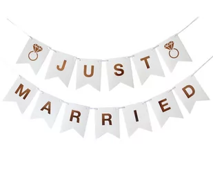 Girlanda papierowa W&C Just Married, 300 cm, DIY, wys. flagi 18 cm - Balony i akcesoria - miniaturka - grafika 1