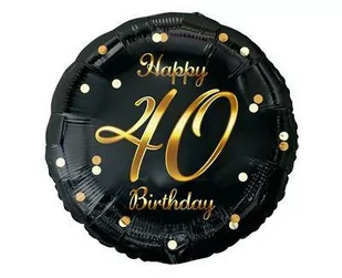 Balon foliowy Happy 40 Birthday czarno-złoty 45cm - Godan - Balony i akcesoria - miniaturka - grafika 1