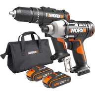 Zestawy elektronarzędzi - WORX WX902 Wiertarko-wkrętarka udarowa WX370.9 + Zakrętarka udarowa WX291.9 + Ładowarka + 2x Akumulator 20 V 2Ah + Torba - miniaturka - grafika 1