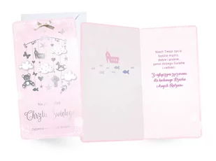 Karnet DL chrzest różowy - Pamiątka Chrztu Świętego - miniaturka - grafika 1