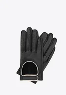 Rękawiczki - Damskie rękawiczki samochodowe skórzane czarne - miniaturka - grafika 1