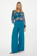 Spodnie damskie - Spodnie w turkusowym kolorze - Greenpoint - miniaturka - grafika 1