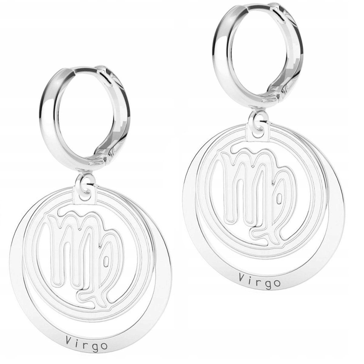 Kolczyki Srebrne ze Znakiem Zodiaku Panna Virgo Zodiaki Panny SREBRO 925