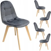 Krzesła - 4 x Krzesło skandynawskie Tapicerowane pikowane do kuchni jadalni - miniaturka - grafika 1