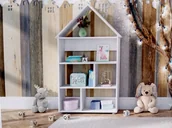 Biurka dla dzieci - Regał domek MEBLOMASTER, 70 x 20 x 120 cm, biały - miniaturka - grafika 1