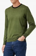 Swetry męskie - Invicta Prosty Sweter Męski Khaki Casual Xxl 1Shw - miniaturka - grafika 1