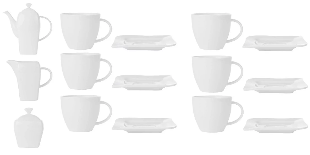 Dajar dajar mikrofalowa zestaw do kawy 17-częściowy. Ambition, porcelana, biała, 24 x 21 x 24 cm, jednostek 61160
