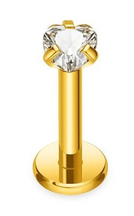 Tytanowy Kolczyk Labret PIERCING z cyrkonią Serduszko HELIX Lobe 1,2/6/3