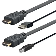 Adaptery i przejściówki - Vivolink PROHDMIUSBAB4AMP adapter kablowy 4 m HDMI + USB Type-A HDMI + USB Type-B Czarny - miniaturka - grafika 1
