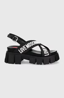 Sandały damskie - Love Moschino sandały damskie kolor czarny na platformie - grafika 1