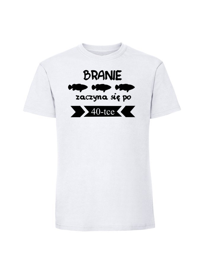 Męska koszulka z nadrukiem - 40 branie zaczyna się po 40 v2 biały XXL