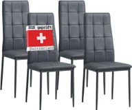 Krzesła - Zestaw 4 krzeseł do jadalni Albatros RIMINI, szary - Elegancki włoski design, tapicerowane krzesło z pokryciem z imitacji skóry, nowoczesne i stylowe przy stole jadalnym - krzesło kuchenne, krzesło do jadalni, duża nośność - miniaturka - grafika 1