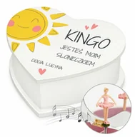 Pamiątka Pierwszej Komunii Świętej - Szkatułka na biżuterię w kształcie serca z pozytywką i nadrukiem dla - miniaturka - grafika 1