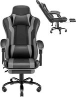 Fotele gamingowe - Ergonomiczne krzesło do gier XMTECH - krzesła dla graczy z poduszką lędźwiową + zagłówek Krzesło do gier z regulacją wysokości Krzesło biurowe Krzesło komputerowe dla dorosłych dziewcząt chłopców (czarno-szary) - miniaturka - grafika 1