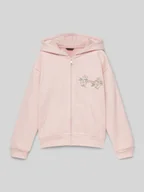 Kurtki i płaszcze dla dziewczynek - Bluza rozpinana z wyhaftowanym logo - miniaturka - grafika 1