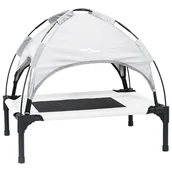 Legowiska dla psów - vidaXL Podwyższone legowisko dla psa z zdejmowanym dachem Srebrny Szary M Stal - miniaturka - grafika 1