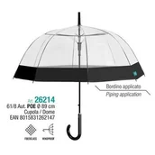 Parasole - Parasol Damski Transparentny Z Czarna Lamówką - miniaturka - grafika 1