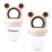 Gryzaki dla dzieci - Gryzak 2w1 do podawania jedzenia beżowy silikonowy od 4 miesięcy - miniaturka - grafika 1