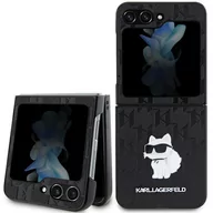 Etui i futerały do telefonów - Etui Karl Lagerfeld KLHCZF5SAPCHNPK Samsung Galaxy Z Flip5 hardcase Saffiano Monogram Choupette Pin czarny/black - miniaturka - grafika 1
