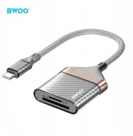 Akcesoria podróżnicze - BWOO BZ64 adapter USB-C - karta SD/TF szary - miniaturka - grafika 1
