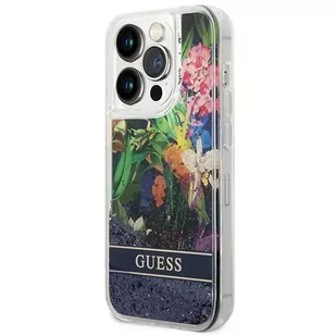 Guess Etui GUHCP14XLFLSB do Apple iPhone 14 Pro Max 6,7" niebieski/blue hardcase Flower Liquid Glitter - Etui i futerały do telefonów - miniaturka - grafika 2