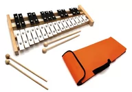 Akcesoria do perkusji - DZWONKI Chromatyczne CYMBAŁKI + POKROWIEC + 4 pałki czerwony - miniaturka - grafika 1