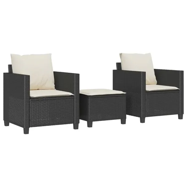 Zestaw Bistro Ogrodowy z Rattanu PE Czarny, Krzesło: 65x68x71 cm, Stolik: