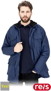 Męska kurtka ochronna męska zamek rzep napy stójka kaptur chowany ocieplana tkanina Oxford 200D powlekana poliuretanem podszewka polar coral granatowy YES-WIN-LJ 2XL - Kurtki męskie - miniaturka - grafika 1