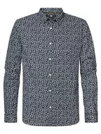 Koszulki męskie - Petrol Industries Men Shirt Long Sleeve AOP Koszulka męska, Marynarka Północna, XXL - miniaturka - grafika 1