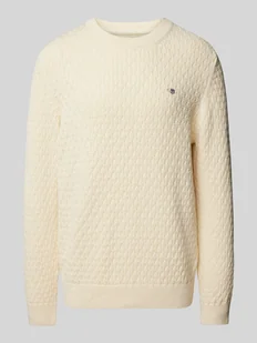 Sweter z dzianiny z wyhaftowanym logo - Swetry męskie - miniaturka - grafika 1