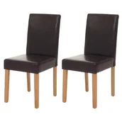 Krzesła - Zestaw 2 krzeseł do jadalni Krzesło kuchenne Littau ~ Skóra, brązowy, jasne nogi - miniaturka - grafika 1