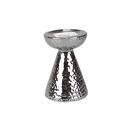 Świeczniki - Świecznik ceramiczny 15 cm srebrny - miniaturka - grafika 1