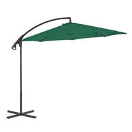 Parasole ogrodowe - vidaXL Parasol wiszący ze stalowym słupkiem, 300 cm, zielony vidaXL - miniaturka - grafika 1