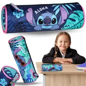 Piórniki - DISNEY Stitch ALOHA Niebieski piórnik szkolny dla dziewczynki, TUBA, saszetka na przybory szkolne 22x8x8cm - miniaturka - grafika 1