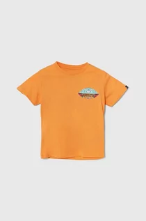 Koszulki dla chłopców - Quiksilver t-shirt bawełniany dziecięcy TROPICALFADEBOY kolor pomarańczowy z nadrukiem - grafika 1