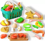 Zabawki AGD - ZESTAW DLA DZIECI KUCHNIA DO KROJENIA OWOCE WARZYWA NA RZEP KOSZYK - miniaturka - grafika 1