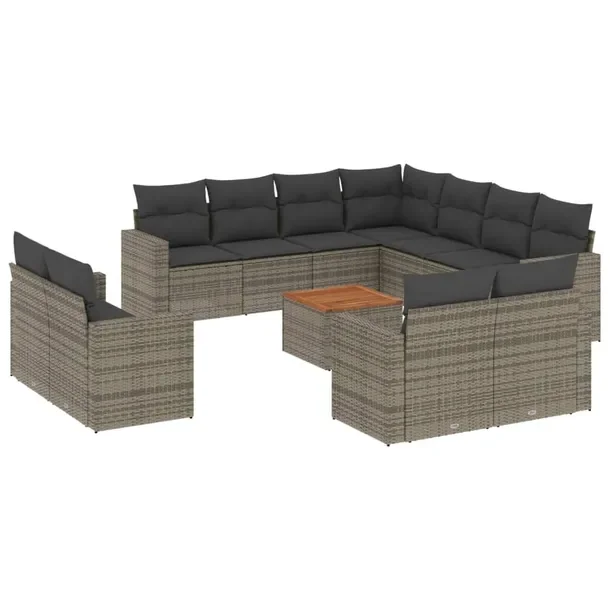 Zestaw mebli ogrodowych modułowych szary 62 x 62 x 69 cm, rattan PE, stal