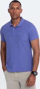 Ombre Jednokolorowa koszulka polo męska BASIC z dzianiny pique - fioletowa V12 OM-POBS-0100 S - Koszulki męskie - miniaturka - grafika 1