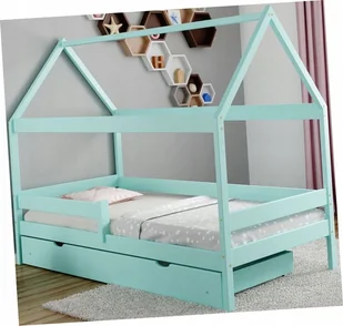 Turkusowe łóżko dziecięce w kształcie domku S9-P78 - Łóżka dla dzieci i młodzieży Turkusowe łóżko dziecięce w kształcie domku S9-P78 - Łóżka dla dzieci i młodzieży - miniaturka - grafika 1