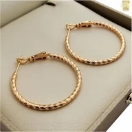 Kolczyki - KOLCZYKI ZŁOTE KOŁA DUŻE 3 CM STAL CHIRURGICZNA PREZENT DLA KOBIETY +DARMOWE DODATKI - miniaturka - grafika 1