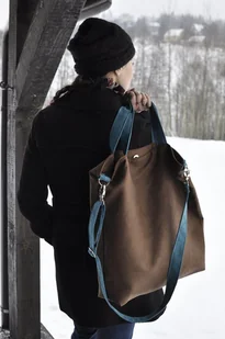 Torba hobo XXL - brąz, turkus - Torebki damskie Torba hobo XXL - brąz, turkus - Torebki damskie - miniaturka - grafika 1