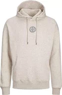 Bluzy męskie - JACK & JONES Męska bluza z kapturem JJECOSMO Sweat Hood NOOS, biały melanż, L, bia?y melan? - miniaturka - grafika 1