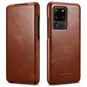 Etui i futerały do telefonów - iCarer Curved Edge Vintage Folio skórzane etui pokrowiec ze skóry naturalnej Samsung Galaxy S20 Ultra brązowy RS992008-BN - miniaturka - grafika 1