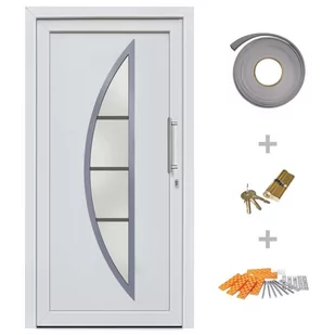 shumee Drzwi wejściowe zewnętrzne białe 98 x 190 cm - Drzwi zewnętrzne - miniaturka - grafika 1