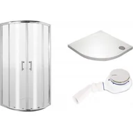 Kabiny prysznicowe - Zestaw Deante Jasmin kabina prysznicowa 90 cm półokrągła z brodzikiem Cubic i syfonem chrom/szkło przezroczyste (KGJ051P, KTK051B, ... - miniaturka - grafika 1