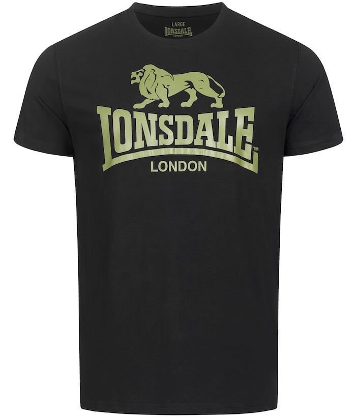 T-shirt LONSDALE LOGO czarno-oliwkowy-L